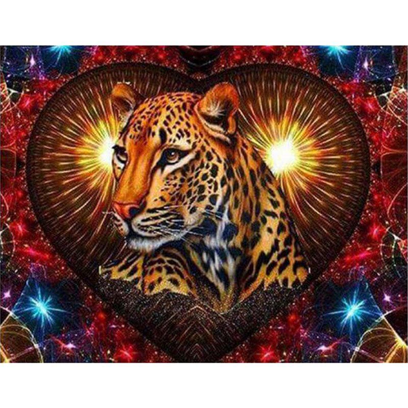 Diamond Painting Leopard Animal Heart Shape Pattern 5D Embroidery Cross Stitch Kit Home Decor 20X30CM