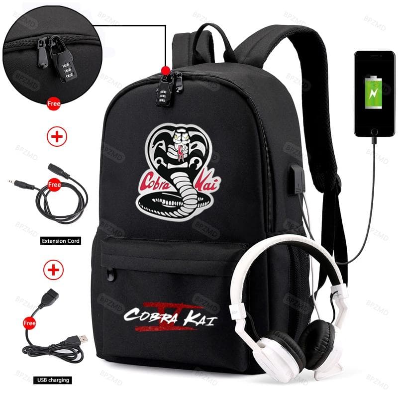 Waterproof Anti-Theft Cobra Kai 5 Backpack for School Teen Boys Girls Student Canvas Backpacks Usb Charging Men Women Travel Bag