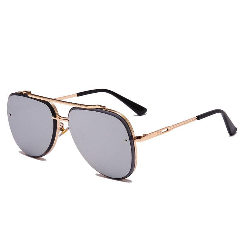 Fashion Pilot Sunglasses Men Women Luxury Brand Metal Big Frame Vintage Steampunk Square Gradient Lens UV400
