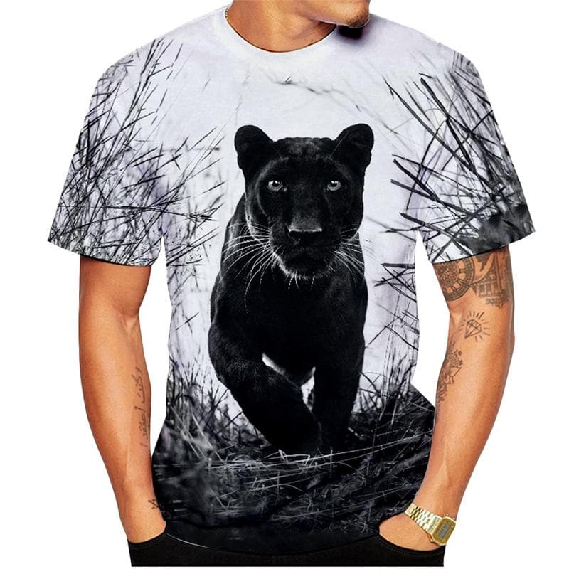 Summer New Panther Print T-shirt Men's Women's Animal Pattern Short Sleeve Casual Street Men's Tops O-Neck Quick Drying T-shirts 6XL