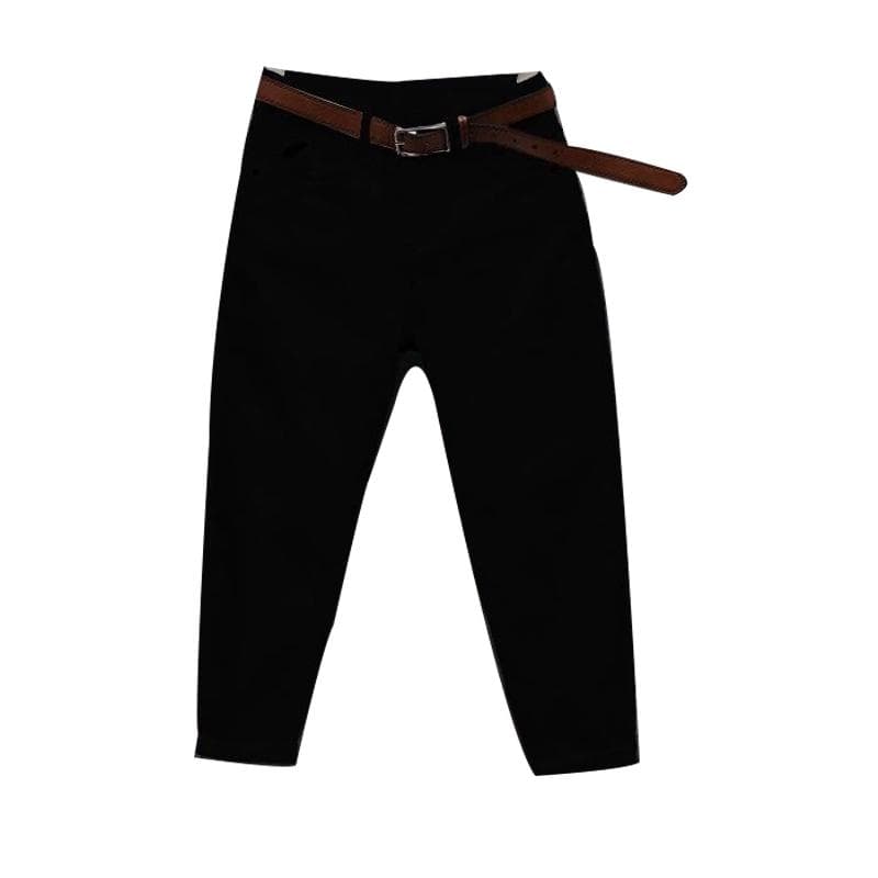 Cotton Thickened Casual Pants Women's Elastic Waist Plus Velvet Harem Pants Solid Color Autumn and Winter Fashion Trousers M black
