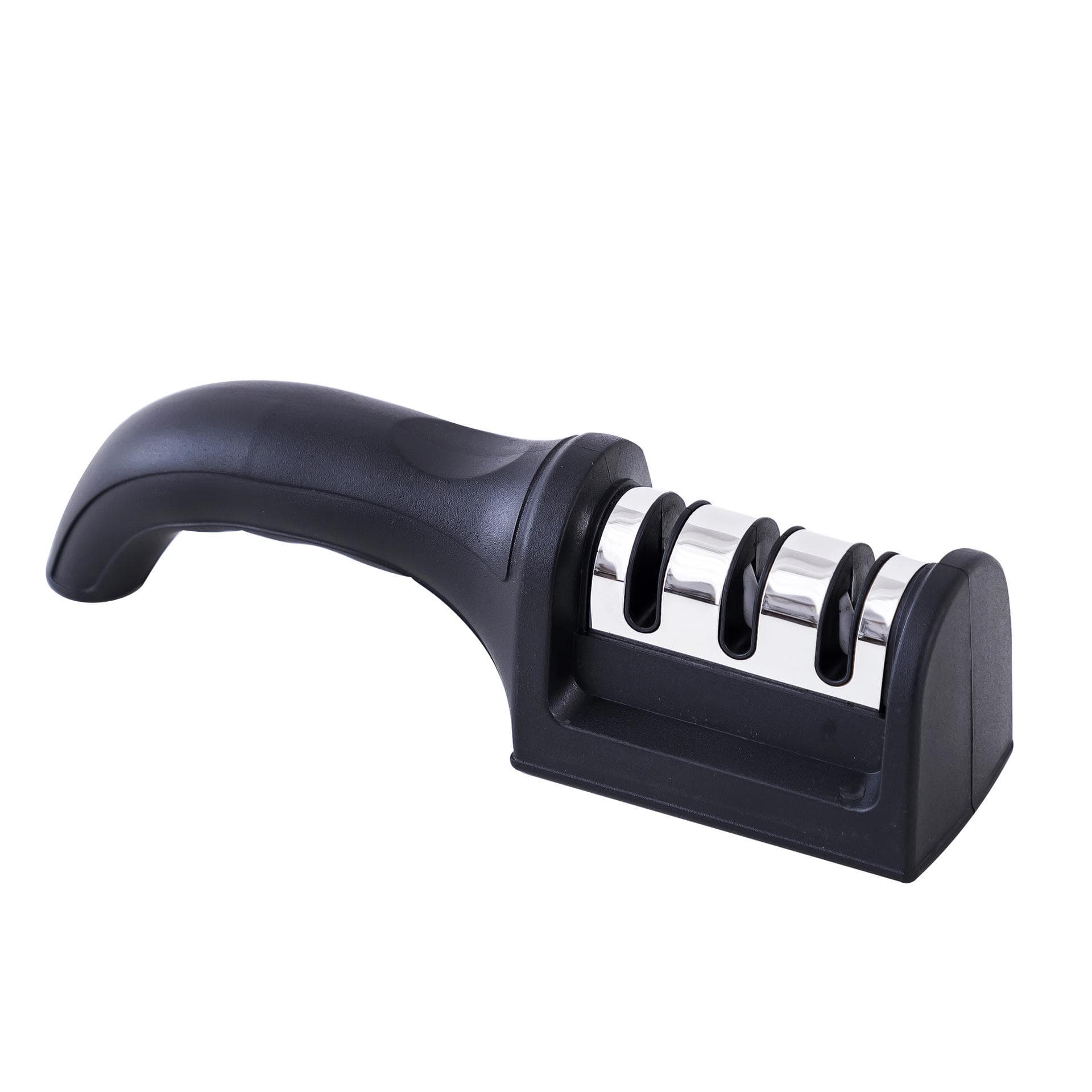 Kitchen 3-Segment Knife Sharpener Household Multi-Functional Hand-Held Three-Purpose Black Sharpening Stone black