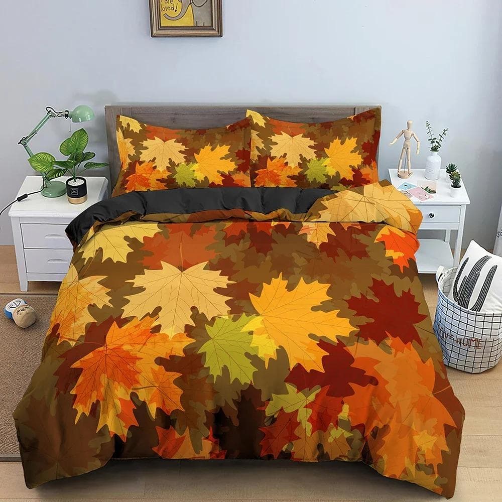 Maple Leaves Duvet Cover Leaf Pattern Bedding Set Comforter Covers Bedroom Twin King Size Soft Quilt Cover Home Textile AU Single 140x210cm