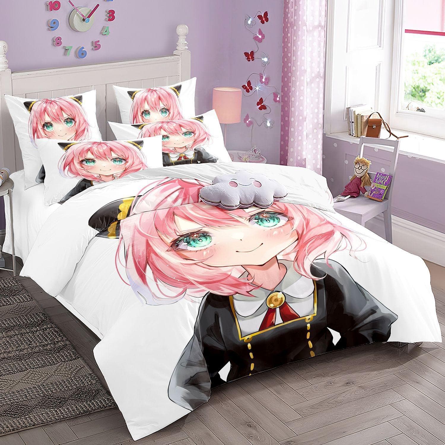 Spy X Family Bedding Set, Anya Duvet Cover,Anime Quilt Cover for Boys and Girls, Single, Twin, Queen Size 135x200cm 2pcs
