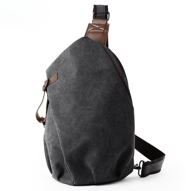 Canvas Bag, Crossbody Bag, Men's Retro Single-shoulder Large Chest Bag, Simple Student Postman Crossbody Bag for Men gray