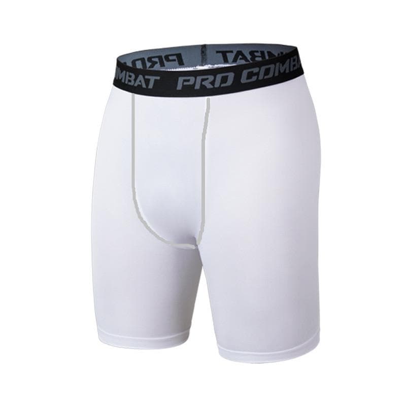 Men Leggings Base Layer Skinny Compression Sports Shorts Gym Fitness Training Running Bottom Pants Tights Basketball Undershorts 3XL white