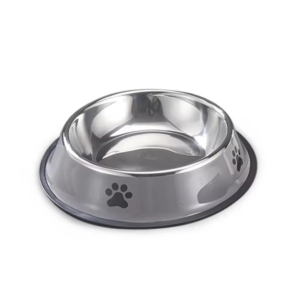 1PC Stainless Steel Pet Bowl Cat Bowl Dog Food Bowl Multi-Specification Anti-fall Food Bowl Food Bowl Feeding Pet Supplies 30cm grey