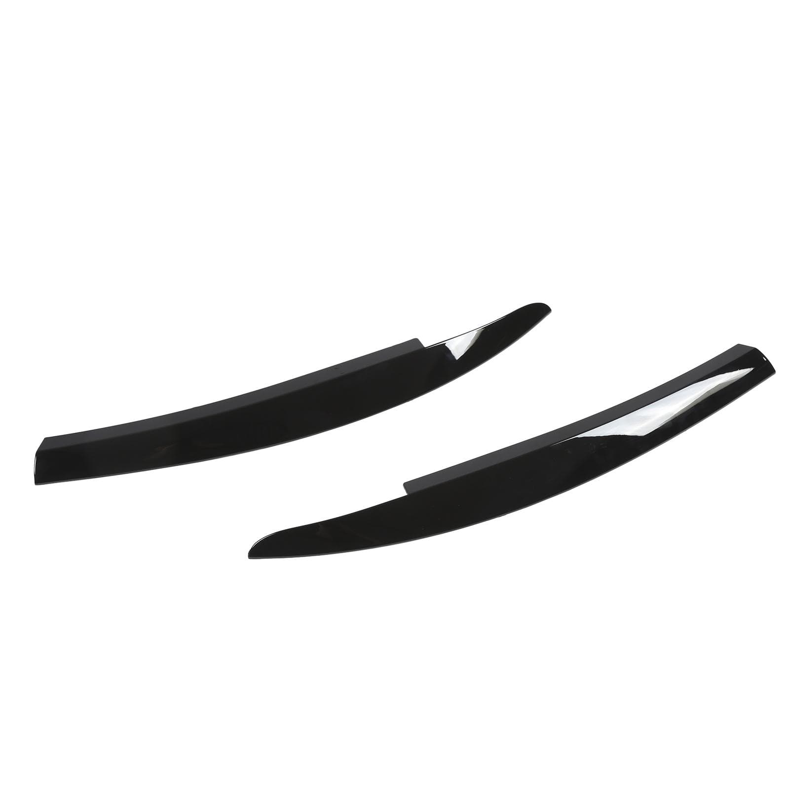 2PcsSet Front Headlight Eyebrow Eyelid Strips Cover Trim Glossy Black Lightweight ABS Exterior