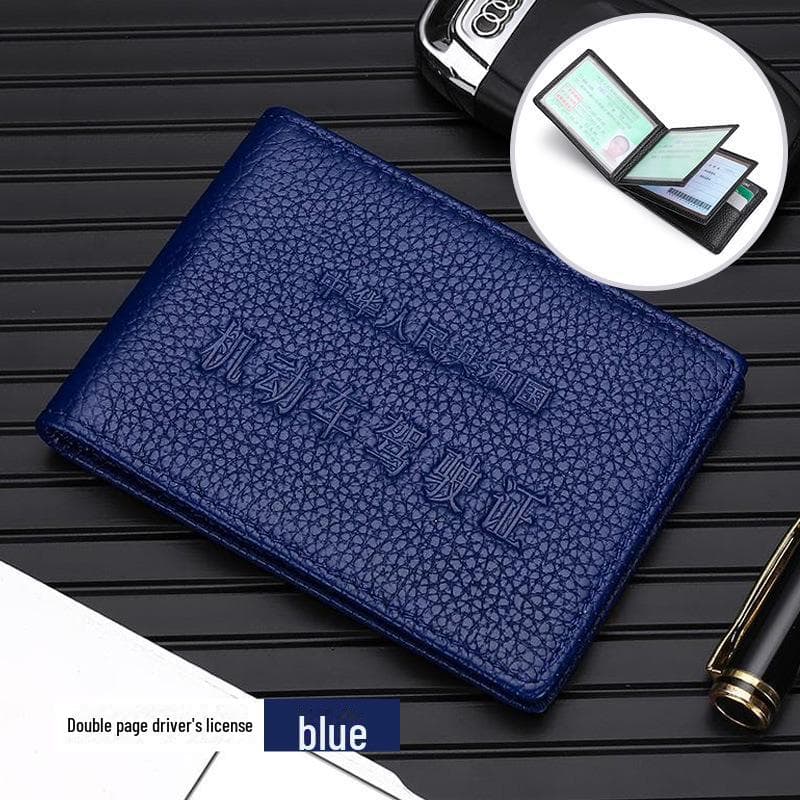 Ultra-Thin Genuine Leather Driver's License and ID Holder - Top Layer Cowhide Cover
