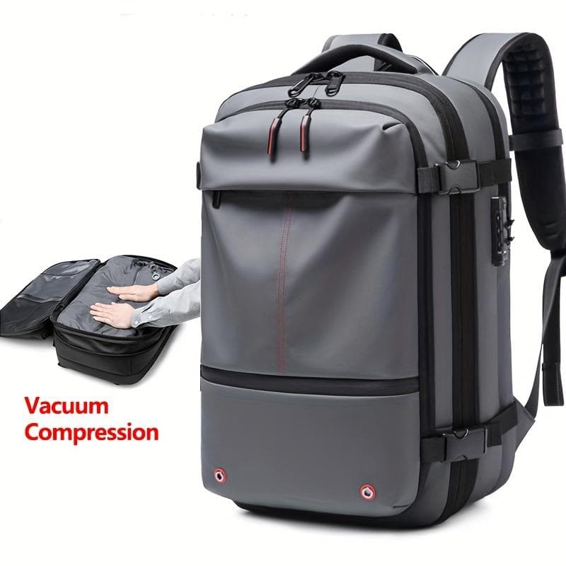 Anti-theft Zipper Air Tight Bags Valve Vacuum Compression Backpack System Expandable Waterproof Bagpack Back Pack Travel Laptop Bag Backpacks grey