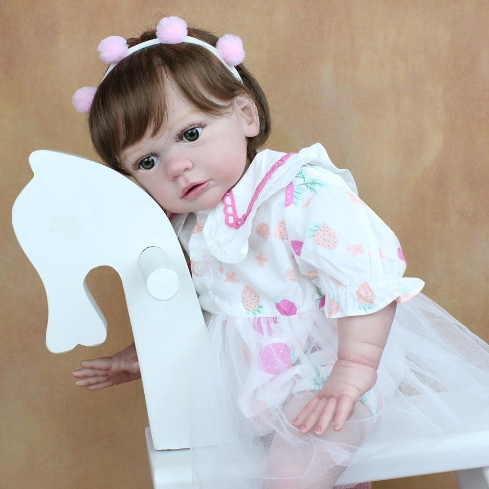 BZDOLL 60 CM Finished 3D-Paint Skin Soft Silicone Reborn Baby Toddler Doll For Girl Cloth Body Toy Silicone Princess Alive Bebe 60cm 3D-paint Skin Doll