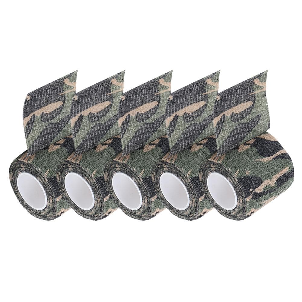 (5Pcs Set) SelfAdhesive NonWoven Outdoor Strench Tape Hunting Camouflage Tapes(Camouflage des bois )