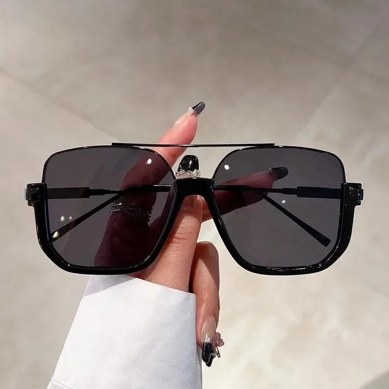 Trendy Polygonal Punk Sunglasses Oversized Goggle Large Frame Steampunk Eyewear UV400 Protection
