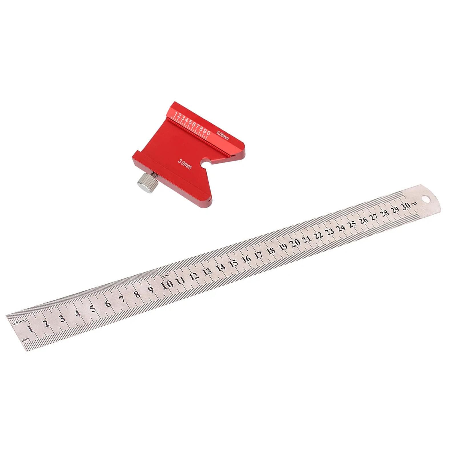 Woodworking Layout Tool 45 90 Degree Angle Ruler 300mm Metal Measuring Ruler with Limit Block Nut