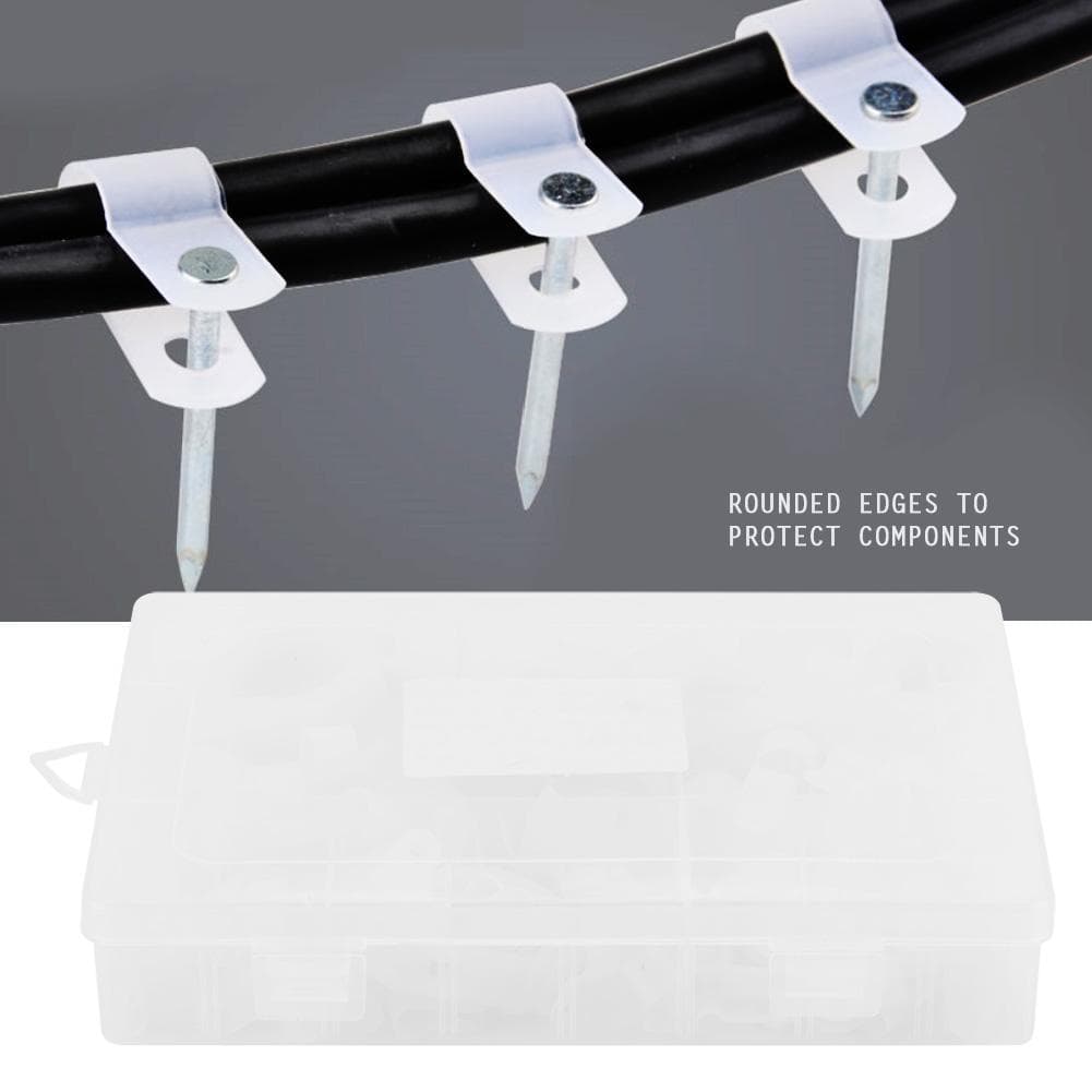 200pcs Nylon Plastic P Fasteners Clips Clamps Assorted Box for Cable Conduit Kit (White)