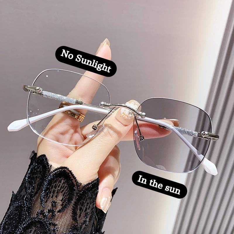 Fashion Sunglasses Oversized Square Frameless Photochromic UV Protection for Men Women Retro Chic Glasses