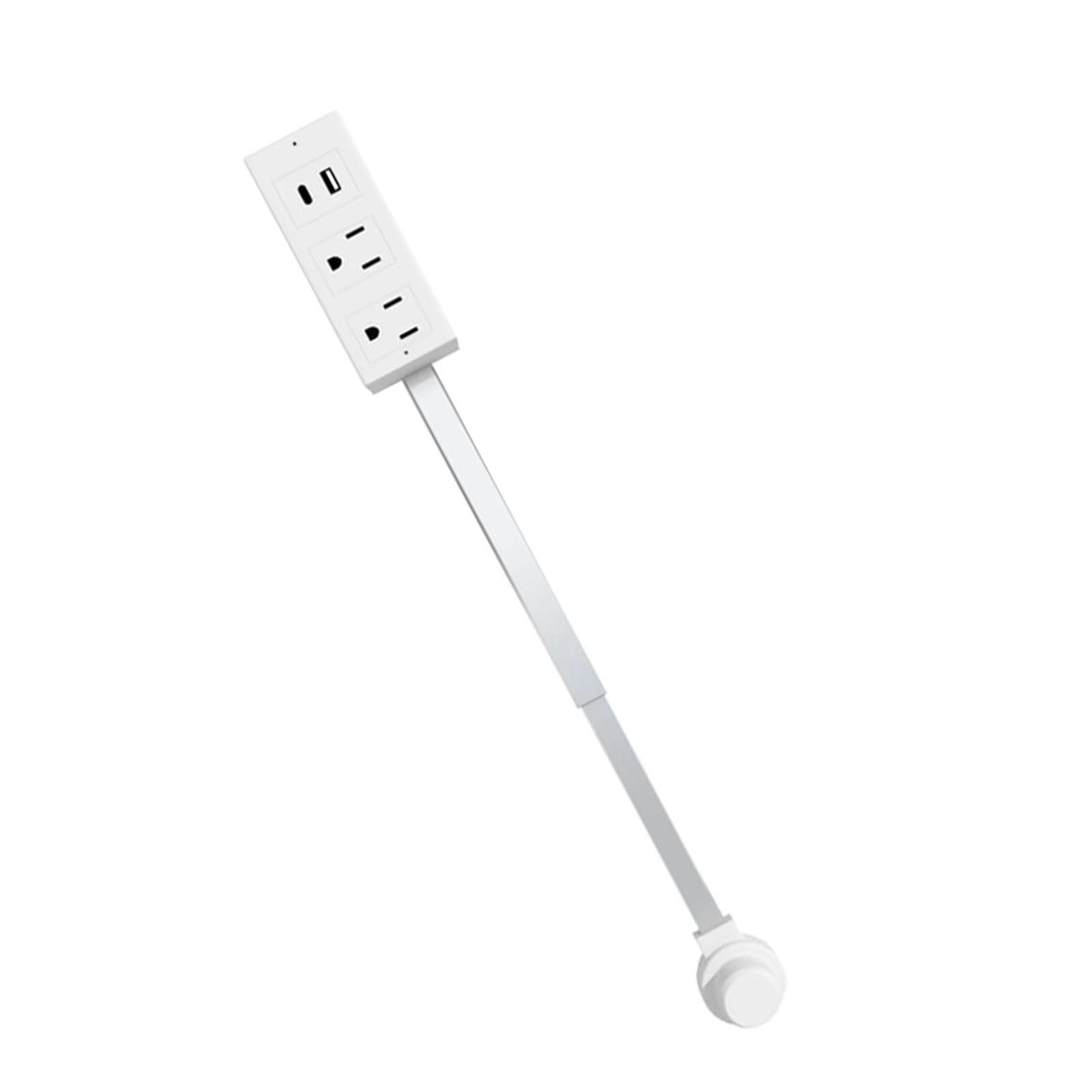 Electrical Outlet Extender Power Strip with USB-A Type-C 2 AC Outlets 180 Deg Rotating 22 to 34in