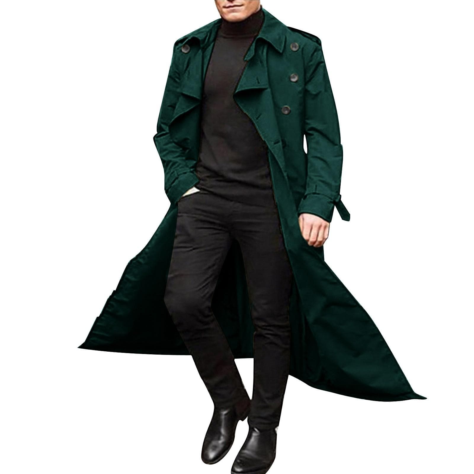 Men's Mid-length Windbreaker Men's Long Windbreaker Windbreaker Casual Outer Men's Belt M