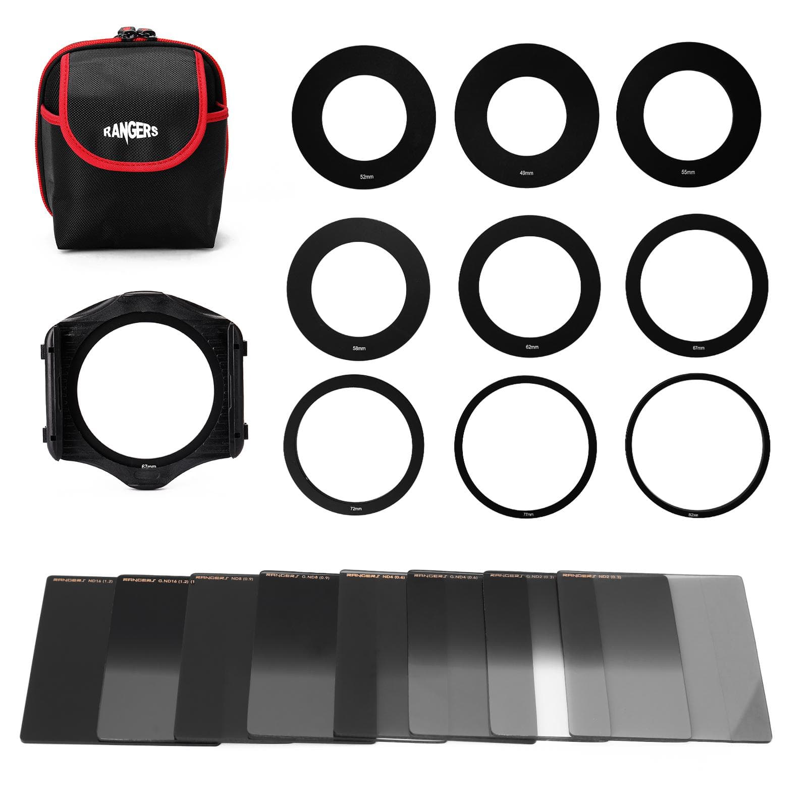 Square Neutral Density Filter Kit ND2+4+8+16 Filter Set with Ring-Adapter and Filter Holder Camera multicolour