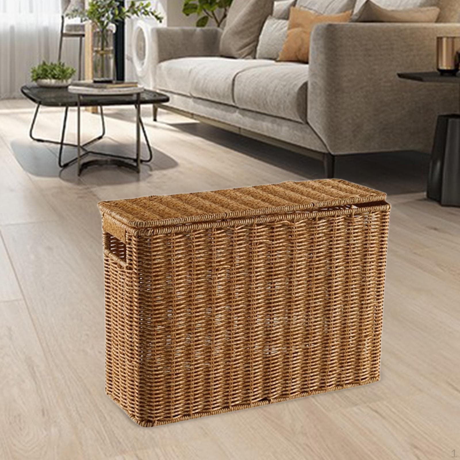 Narrow and Tall Storage Box Decorative Bin Magazine Basket with Handle for Office S