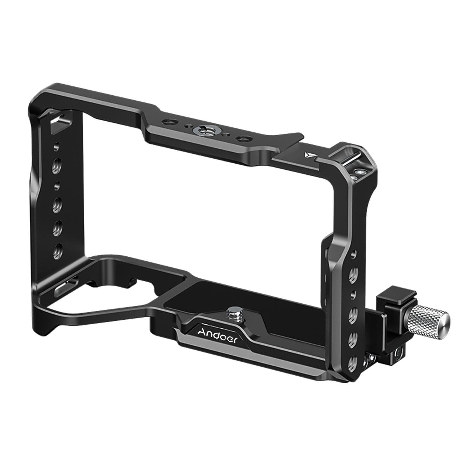 Andoer Camera Video Cage Camera Cage Aluminum Alloy with Cold Shoe Mounts 1/4 Inch & 3/8 Inch black