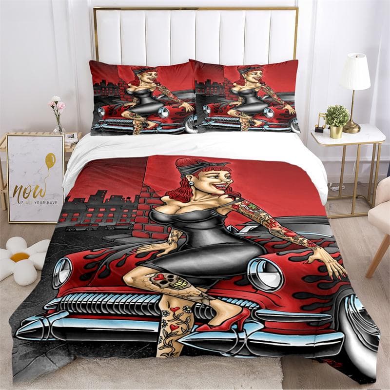 Rockabilly Hip Hop Music All Season Duvet Cover Set with Pillowcase Home Textile Twin Full Queen King Children's Gift 135X200cm-2pcs