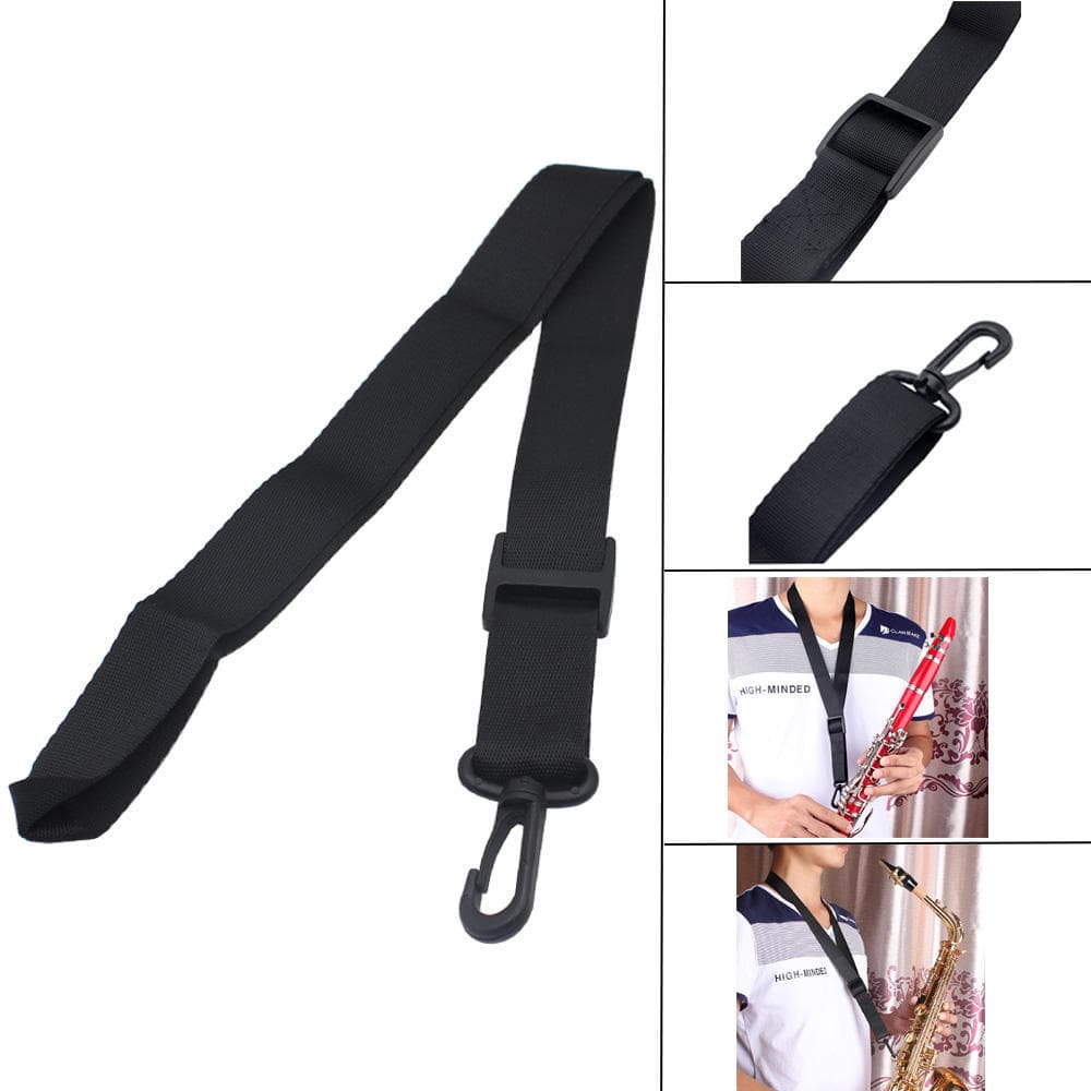 Adjustable Saxophone Sax Clarinet Neck Strap with Hook Clasp black