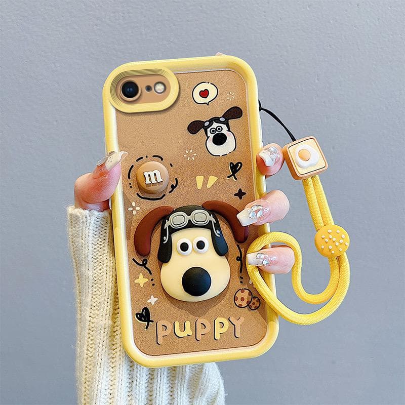 KEYSION Shockproof Case for iPhone SE 2020 2022 with Lanyard Soft Silicone Cute 3D Cartoon Doll Phone Cover for iPhone 8 7 6s Plus for iPhone 8 Plus
