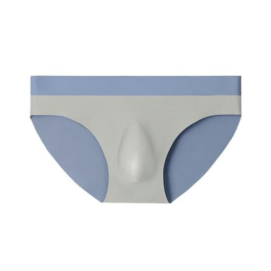 Men Briefs Mid-rise Elastic Waist 3D U-Convex Breathable Underwear Cut Seamless Thin L light grey