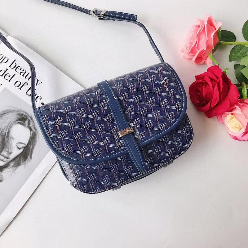 2024 Trendy Dogtooth Saddle Shoulder Bag - Women's Floral Messenger Handbag 22cm x 15cm x 6.5cm royal blue