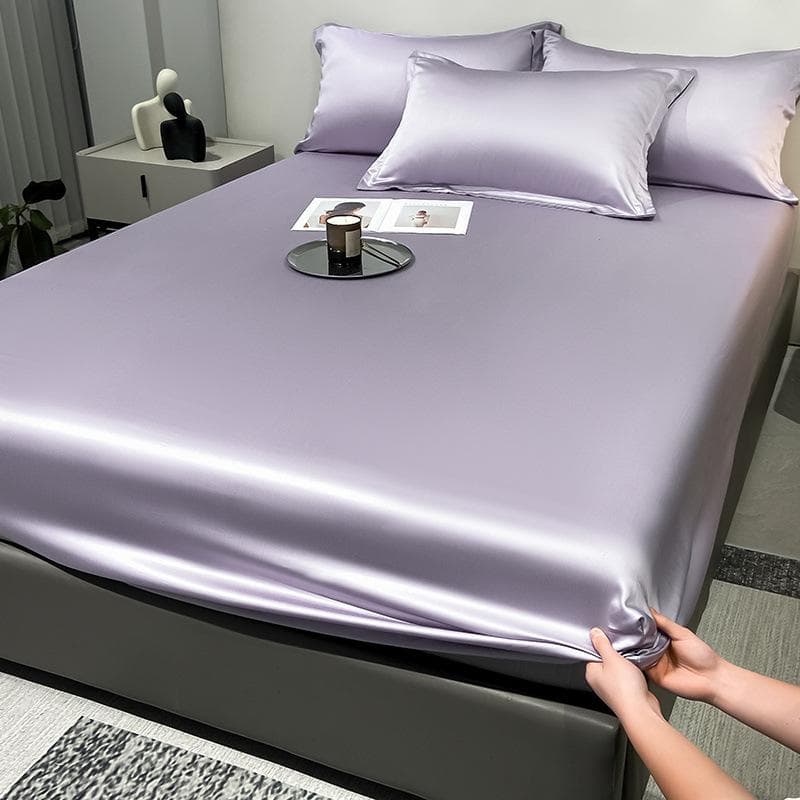 Solid Color Fitted Sheet Mattress Cover Bed Linen with Elastic Band Mattress Protector Pad Polyester King Size Bedding Set 120x200cm 1pc
