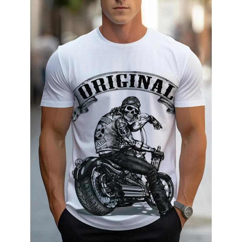 European sizes Highly Sought-After Premium Men'S Casual Sports Tee Featuring a Stylish Skull Rider Graphic - Ideal for Both Comfort And Fashion. XL