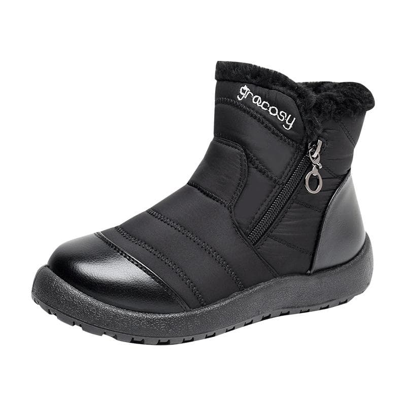 Warm Short Boots Warm Mother's Cotton Shoes Soft Soled Cotton Boots Waterproof Cotton Shoes Snow Boots 35 black