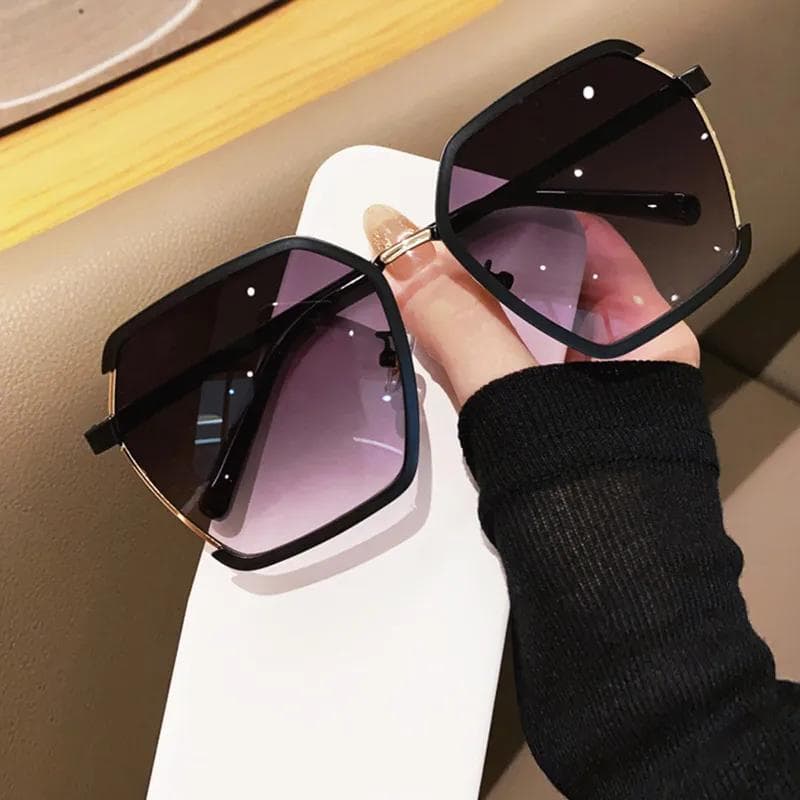 Oversized Square Sunglasses Women Men White Tea Original Brand Design Sun Glasses Female Shades Travel Sunshade