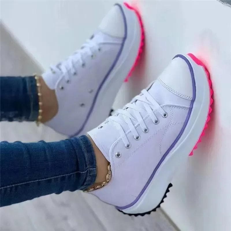 Speedy Classic White Canvas Shoes Women Sneakers Solid Lace-Up Casual Platform Shoes for Women 42