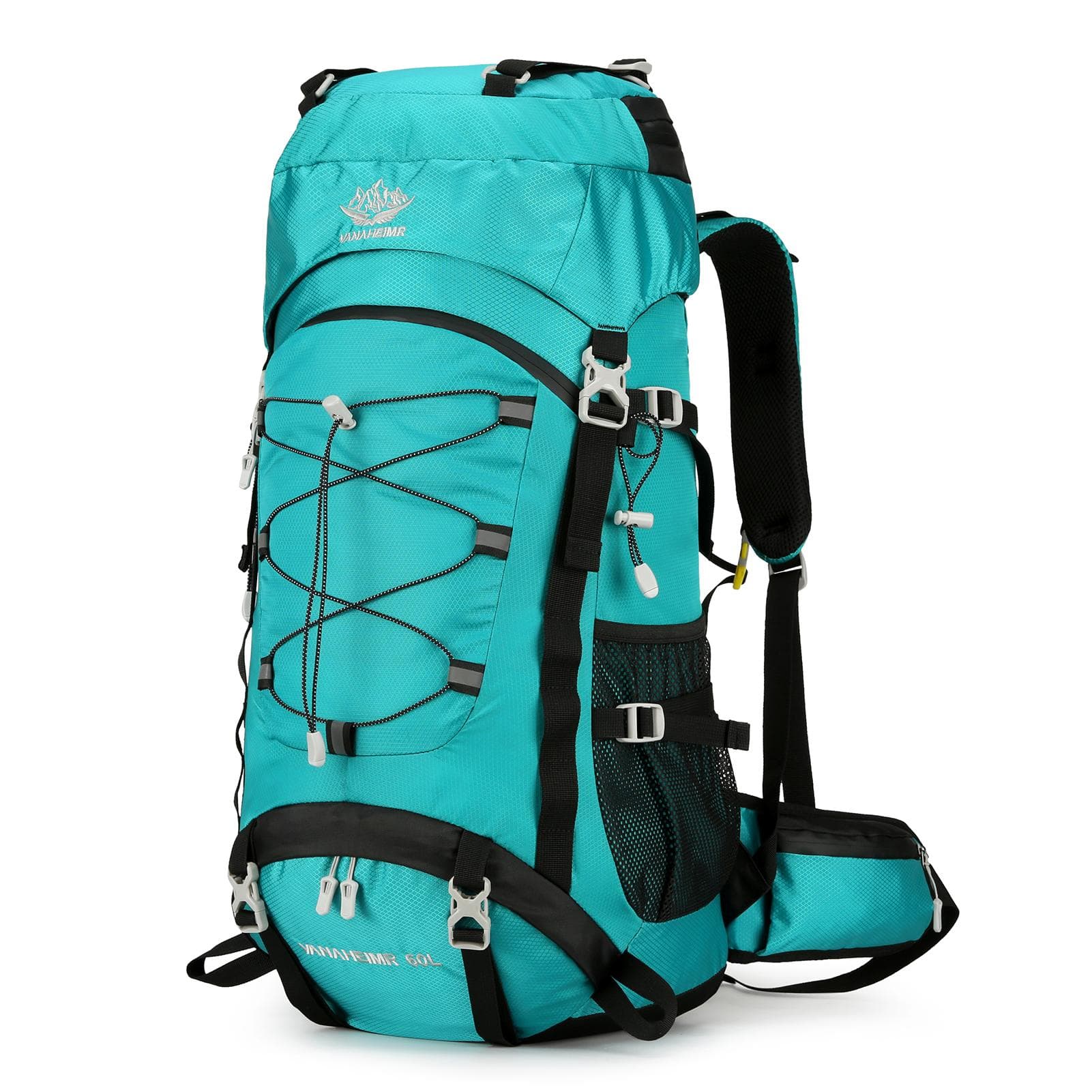60L Large Capacity Camping Backpack Waterproof Backpacking Mountaineering Backpack for Hiking Travel light green