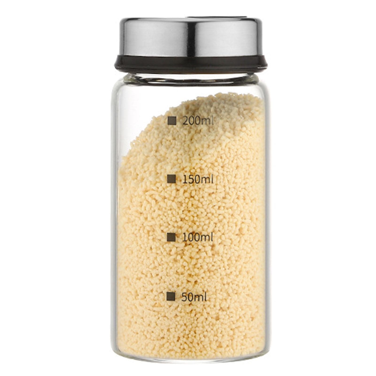Spice Jar Stainless Steel Lid Glass Seasoning Bottle with Scale Pepper Shaker Container Condiment Sugar Jar Kitchen Spice Tools 200mL