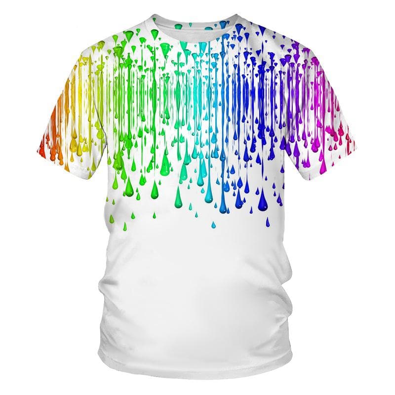 New Summer Color Splash Ink Drop Color 3D Print T-Shirts O-Neck Men Women Short Sleeve Oversized Harajuku Tees Tops Kid Clothing 2XL