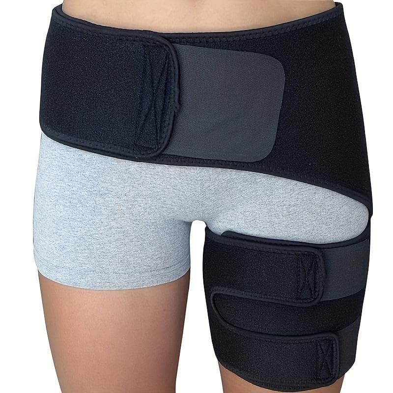 Groin Hip Brace Thigh Support Compression Wrap Belt Adjustable Sport Protect for Hamstring Muscles Joints Bodybuilding Women Men black