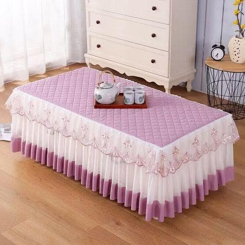 Anti Slip and Dustproof Coffee Table Cover Full Package Minimalist Modern Lace Tablecloth Mat Rectangular Cover for Living Room 40x50 x Height15cm