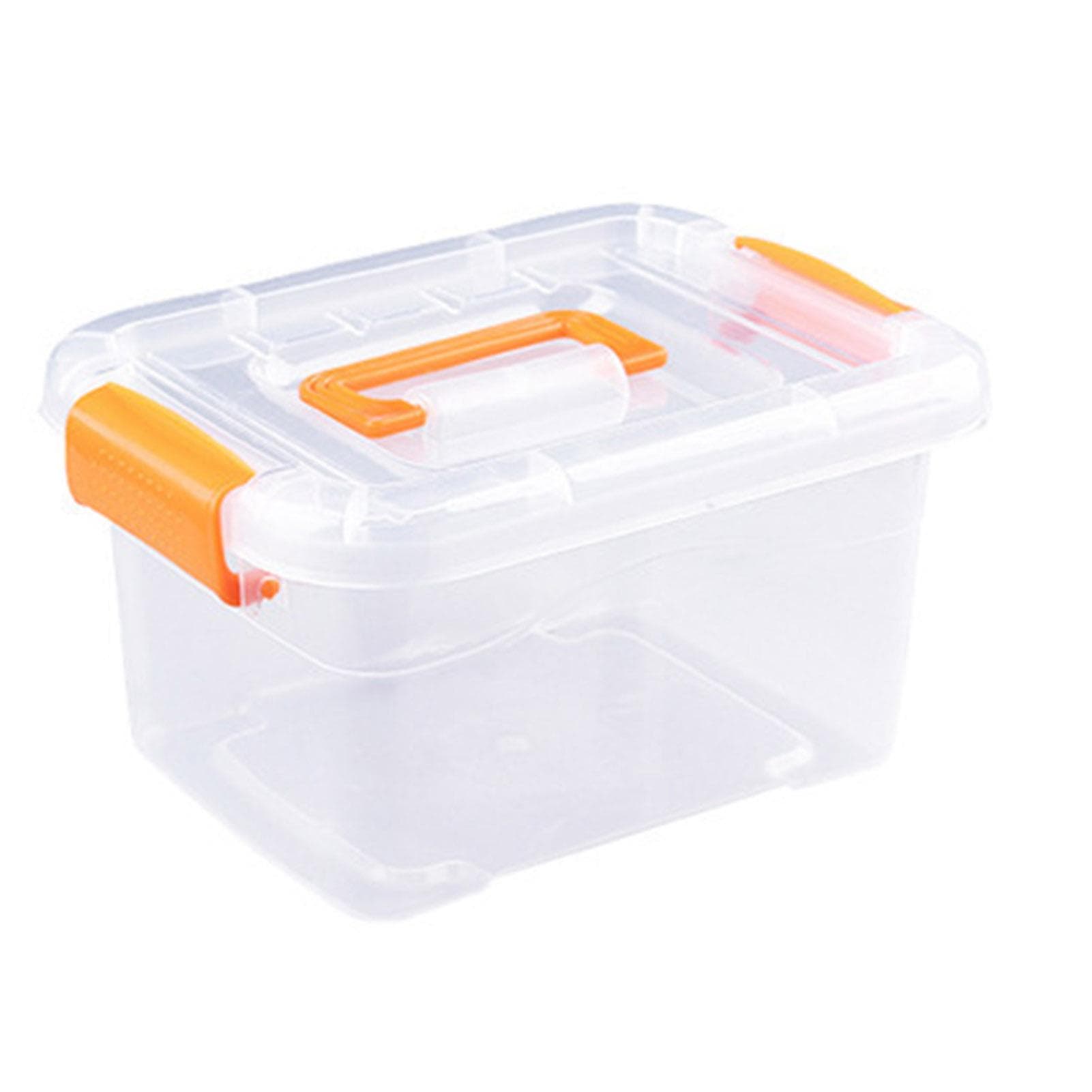 Transparent Storage Box Multipurpose Large Capacity Stackable Dustproof Plastic Storage Container M(315 X 180mm / 12.4 X 7.09in) orange
