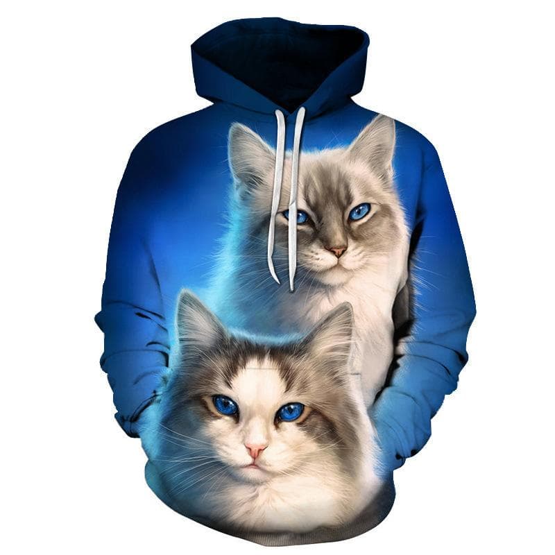 New Fashion Cat Hoodies 3D Animal Cat Printed Hoodie Casual Men Women Hooded Pullovers XL
