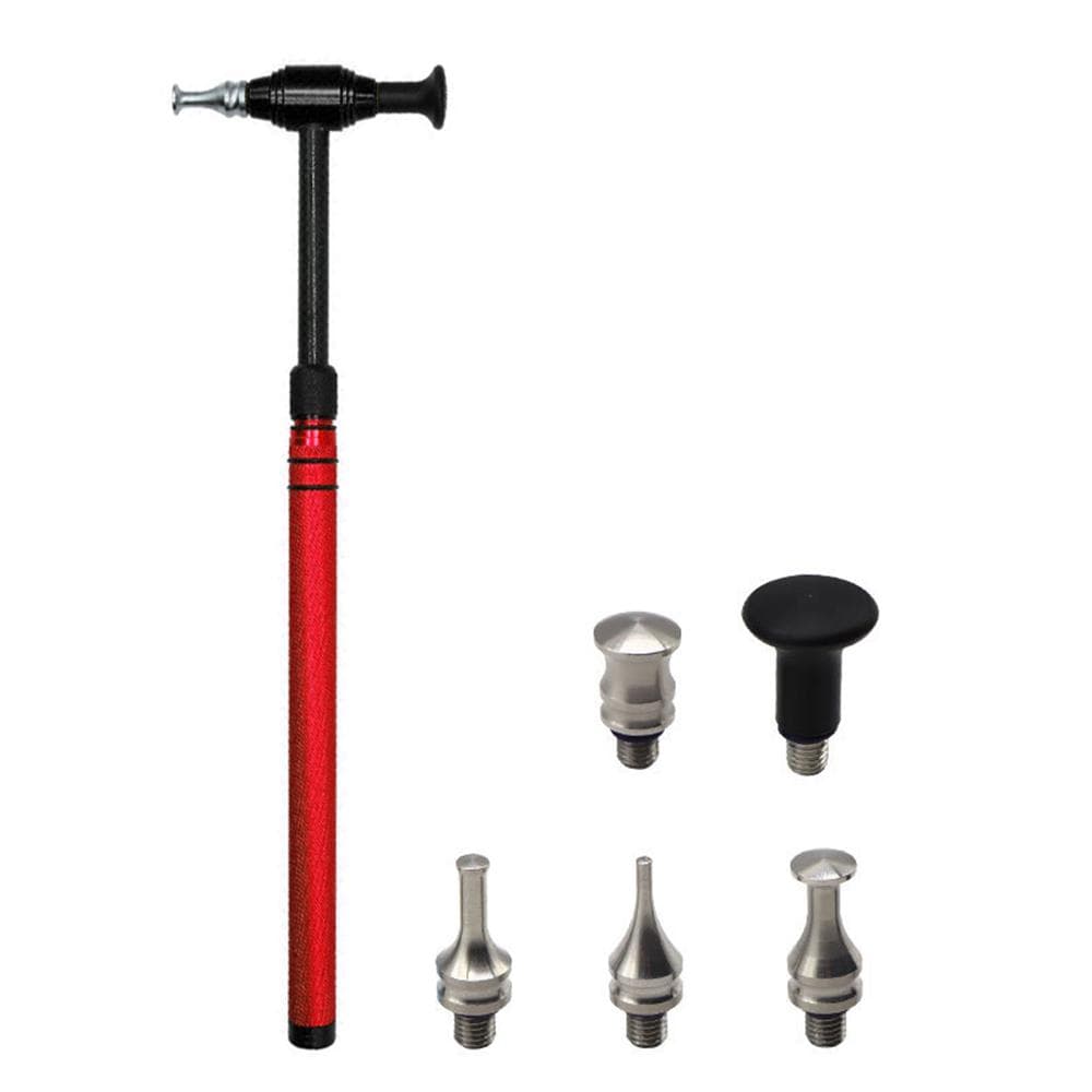 Car Dent Repair Tool Kit, 6 PCS Paintless Removal Tools Telescopic Aluminum Alloy Hammer with 5 red
