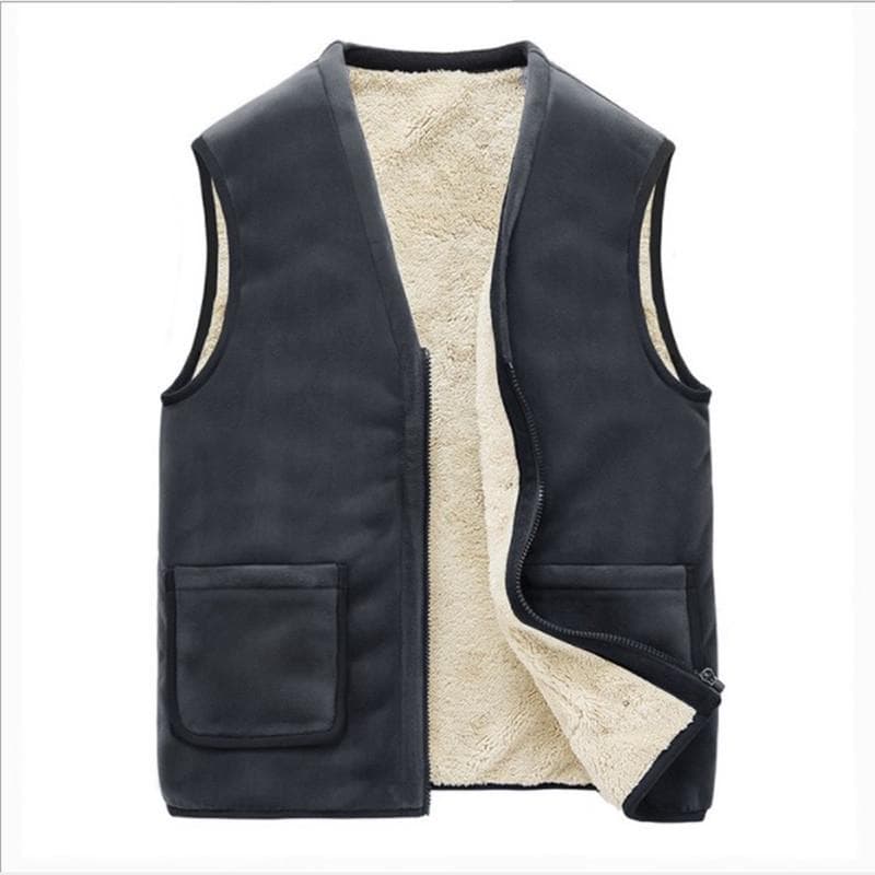 Autumn And Winter Vest Men 'S Plus Velvet Vest Warm Vest XXL slate gray