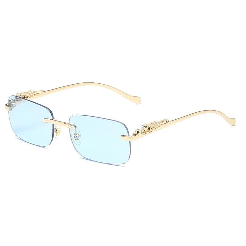 New Luxury Leopard Vintage Rimless Square Sunglasses Women Fashion UV400 Frameless Shades Female