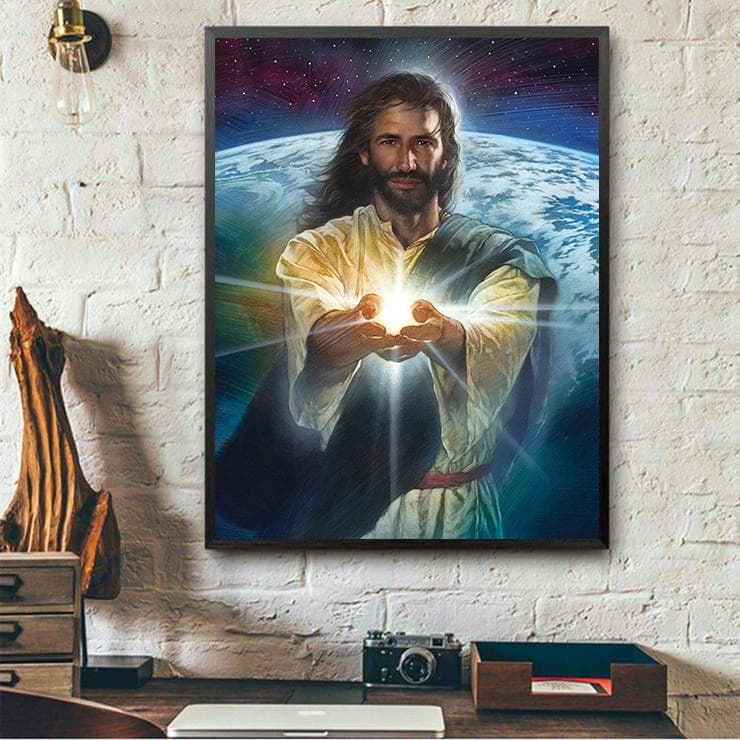 Diamond Painting Earth Jesus Full Diamond Embroidery Round Drill Rhinestone Diamond 20X30CM