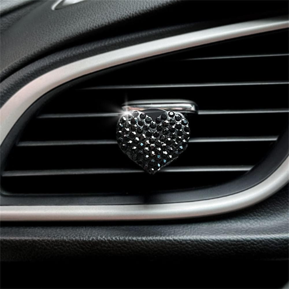Heart-shaped Car Air Outlet Clip Creative Rhinestone Car Air Conditioning Air Outlet Perfume Decoration Clip Car Accessories black