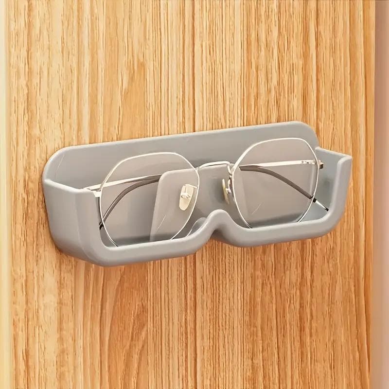 1pc Adhesive Wall-Mounted Bathroom Storage Shelf for Glasses and Glasses, Plastic, No Electricity Needed, Ideal for Flat Surfaces gray