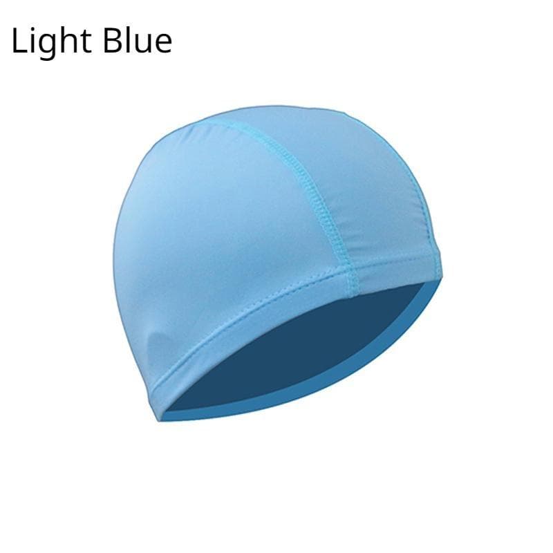 1Pc Solid Color Cloth Swimming Cap Men's and Women's Long Hair Nylon Cloth Hat Free Size for Men & Women Solid Color lake blue