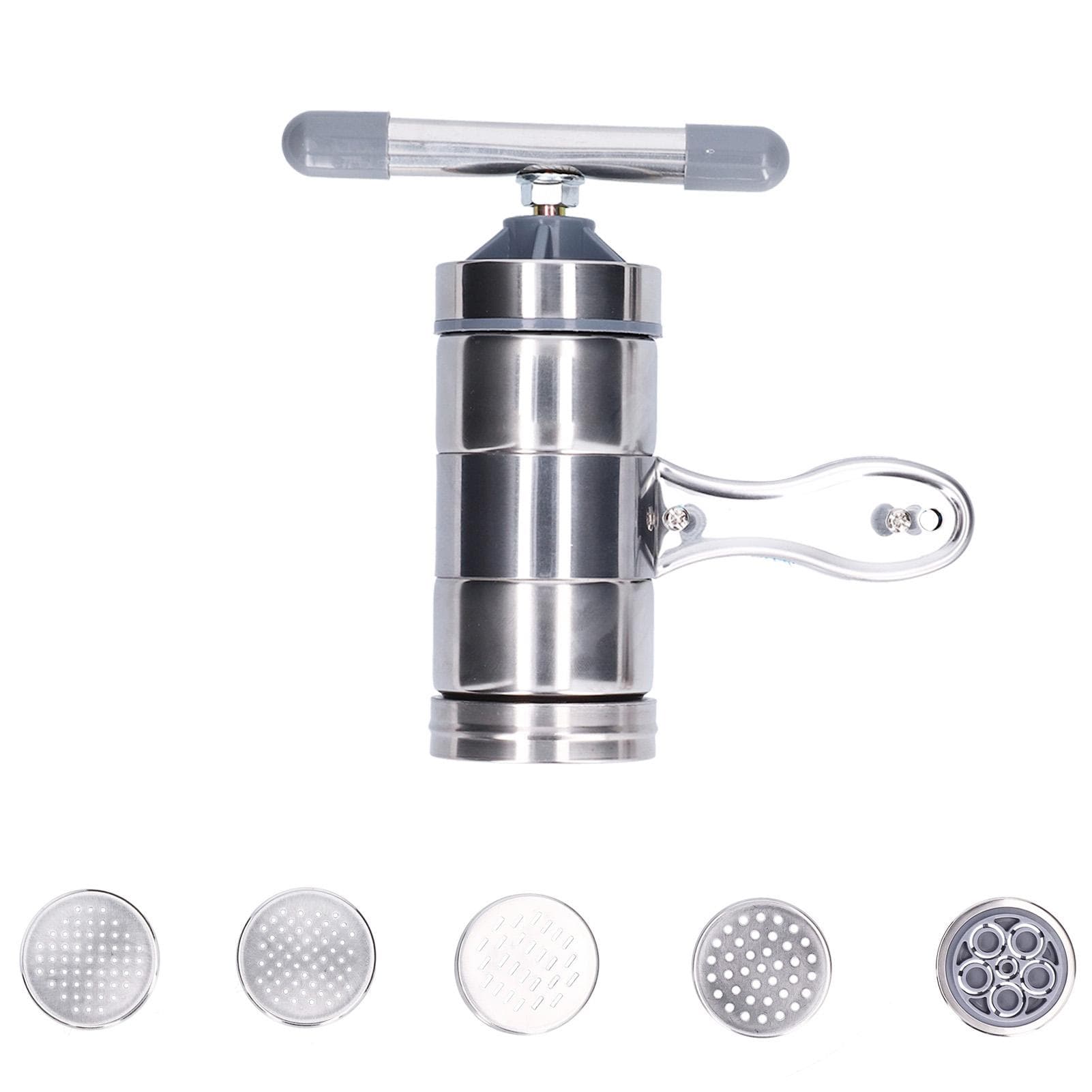Household Noodle Press Machine with 5 Noodle Mould Small Hand Crank Noodle Maker for Kitchen
